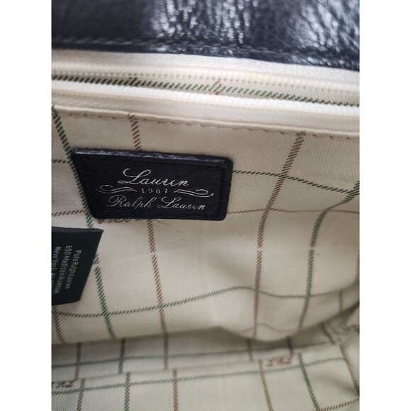 Lauren Ralph Lauren Black Mini Leather Crossbody Chain Shoulder Bag Purse - Picture 6 of 7